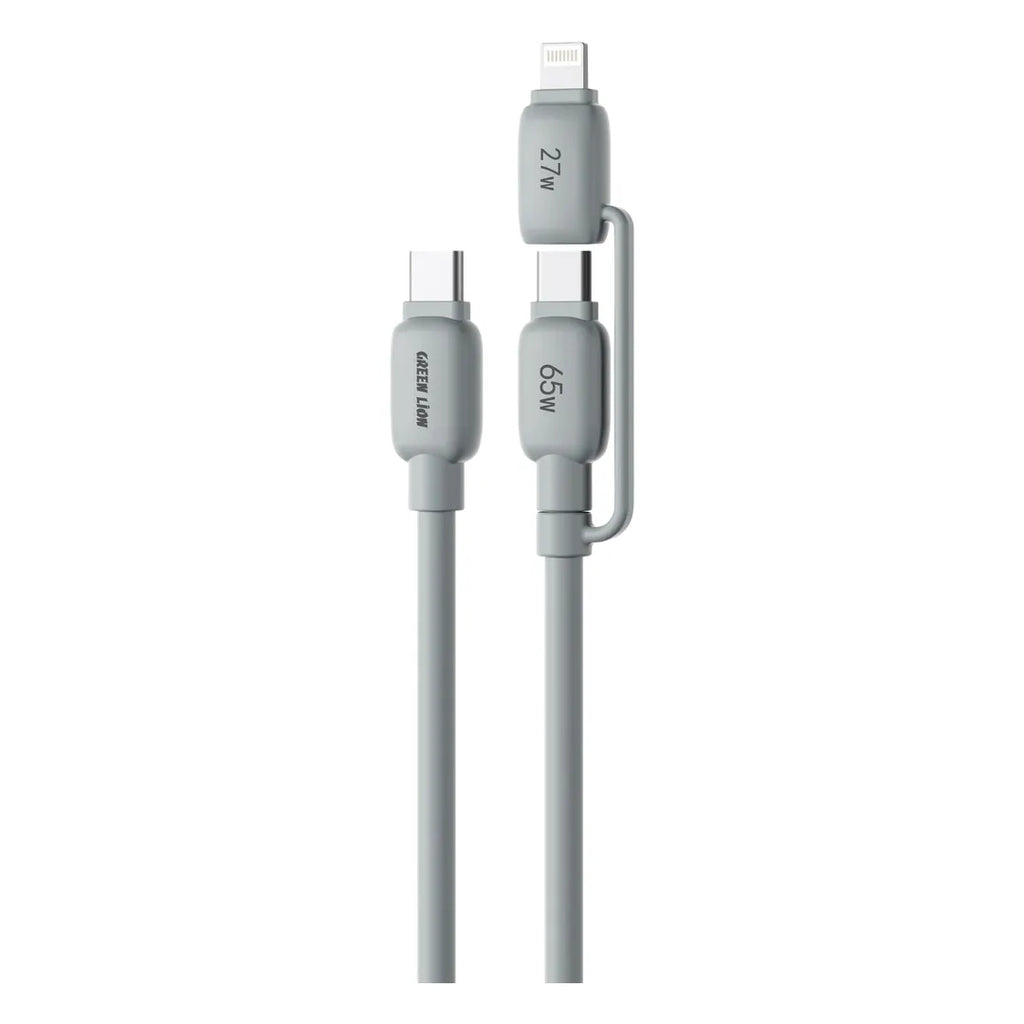 Green Lion 2-In-1 PVC Cable with USB-C & Lightning – Gray