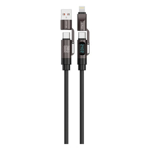 Green Lion 4-In1 Silicone Cable with Digital Display - Black