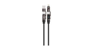 Green Lion 4-In1 Silicone Cable with Digital Display - Black