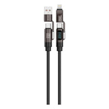 Green Lion 4-In1 Silicone Cable with Digital Display - Black